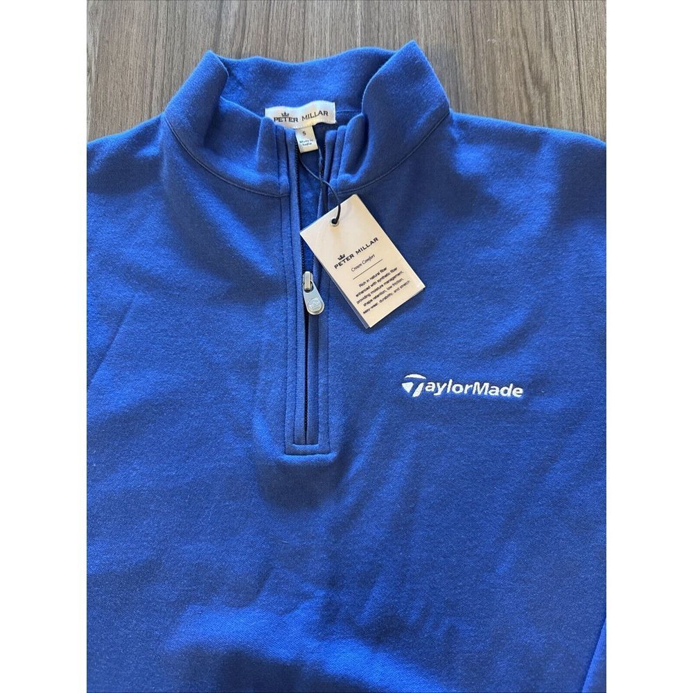 PETER MILLAR Crown Confort TaylorMade Logo Sz Small Quarter-Zip Blue Color NFC